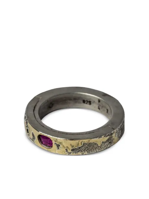 Parts of Four anillo Sistema en plata de ley bañada en oro de 18kt con rubí