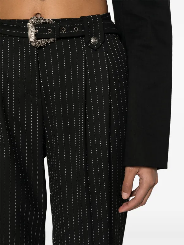 Versace Jeans Couture Pinstriped logo-engraved Straight