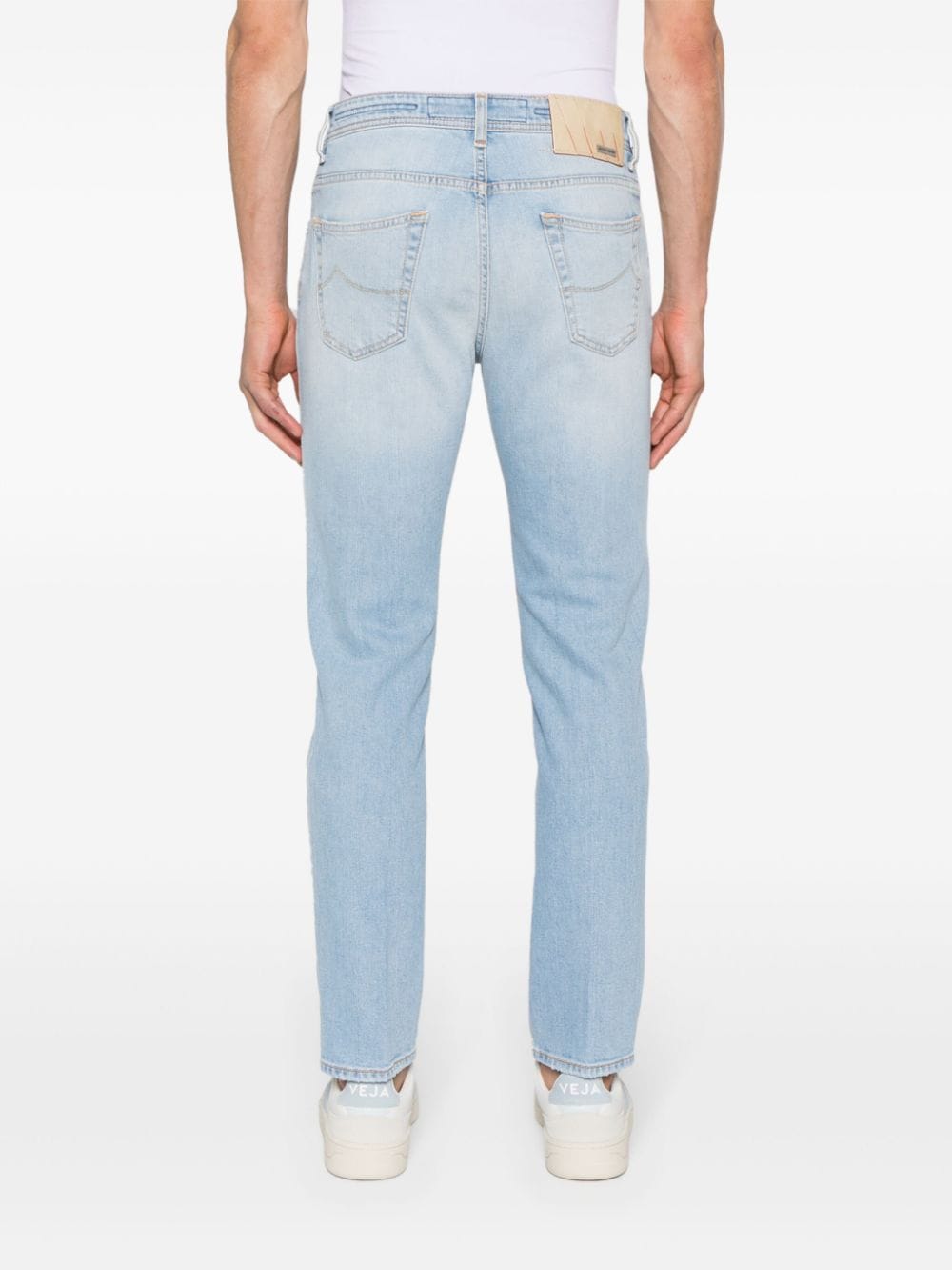 Shop Jacob Cohen Scott Slim-fit Cropped Jeans In Blau