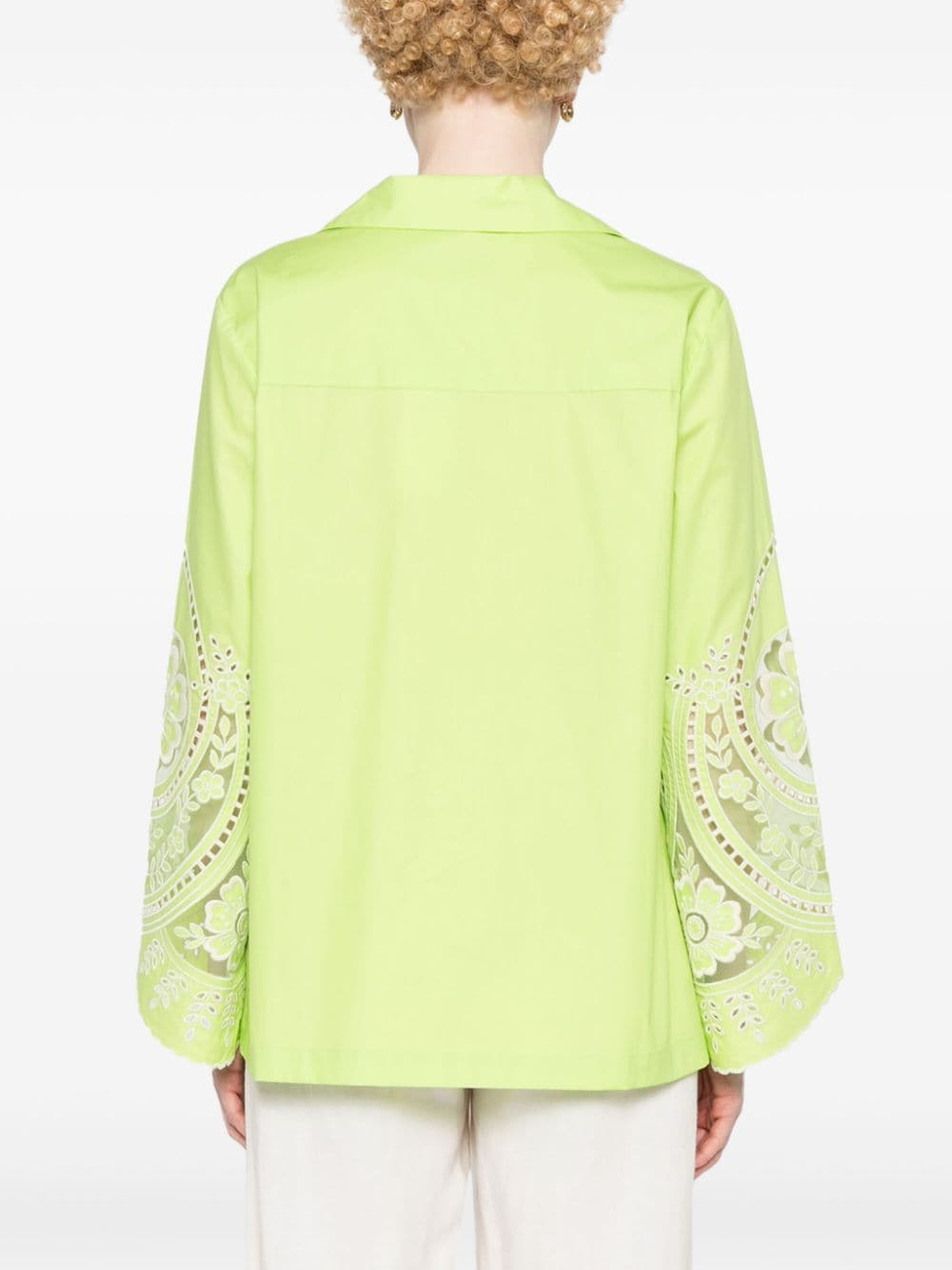 Shop Alemais Lola Floral-embroidered Shirt In Green