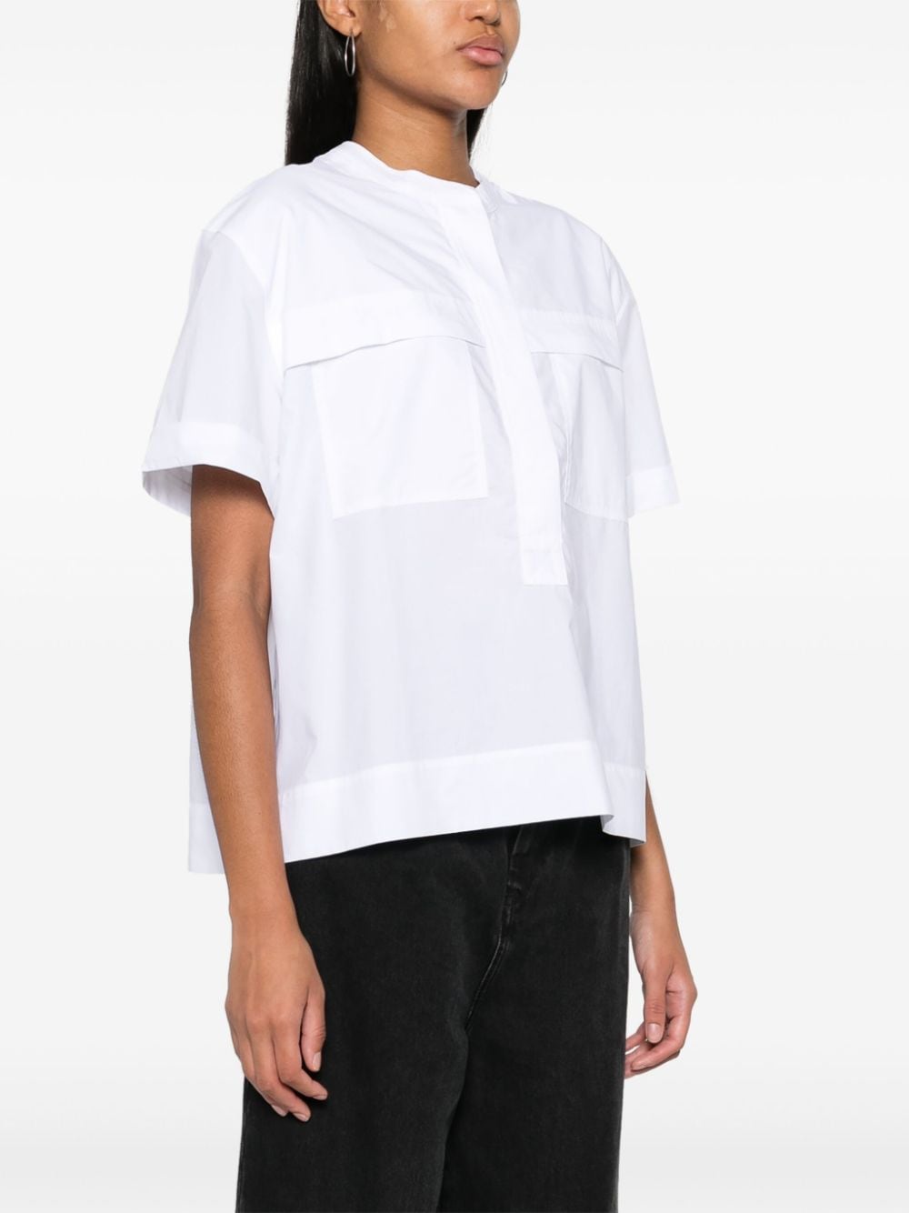 Shop Soeur Short-sleeve Cotton Blouse In White