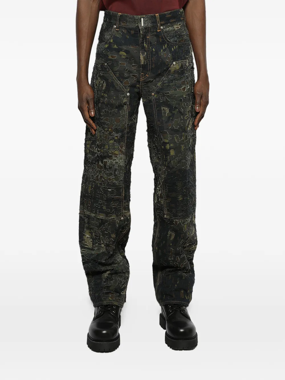 Givenchy Carpenter gerafelde jeans Groen