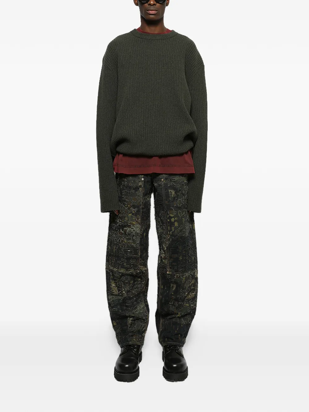 Givenchy Carpenter gerafelde jeans Groen