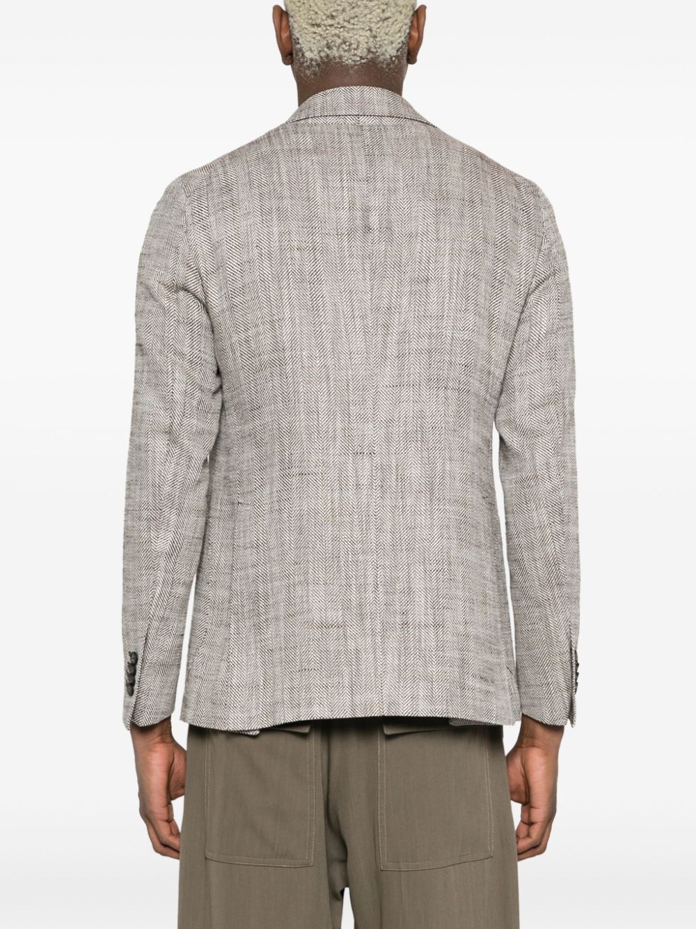 Shop Tagliatore Herringbone Single-breasted Blazer In Brown