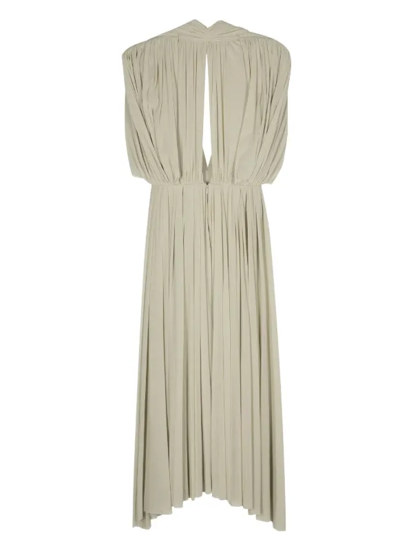 green emerald velvet dress PHILOSOPHY DI LORENZO SERAFINI Long Dress in Sage Green Duchesse with  Ruffles 0421 0723 main image 1