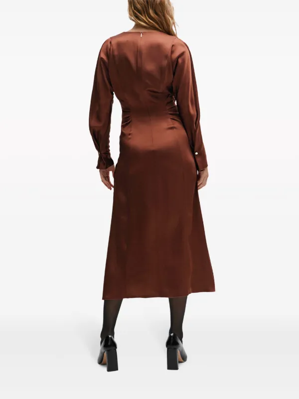 Hugo Boss■BOSS Womenswear■サテンVネックドレス BOSS Vネック サテンドレス | ブラック | FARFETCH JP