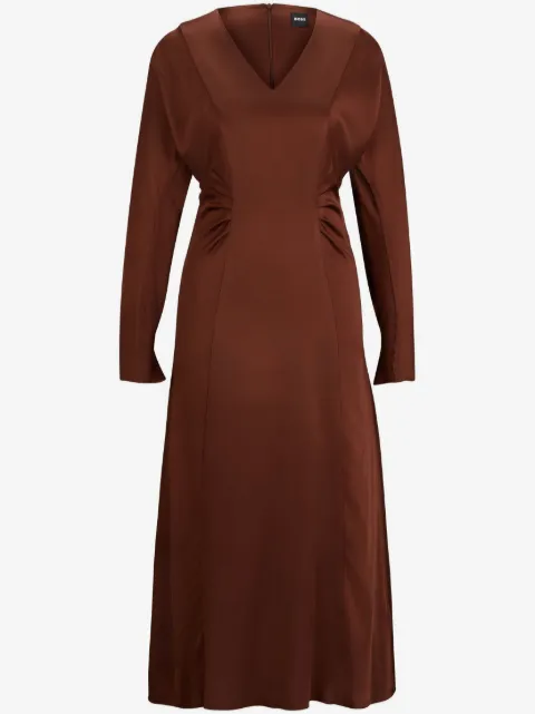 BOSS V-neck satin midi dress