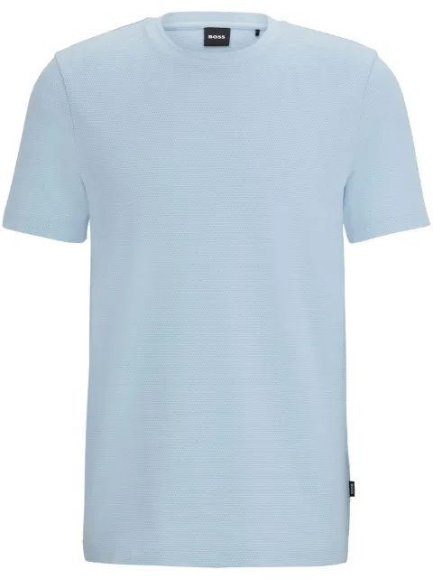 BOSS logo-tag bubble-jacquard cotton T-shirt