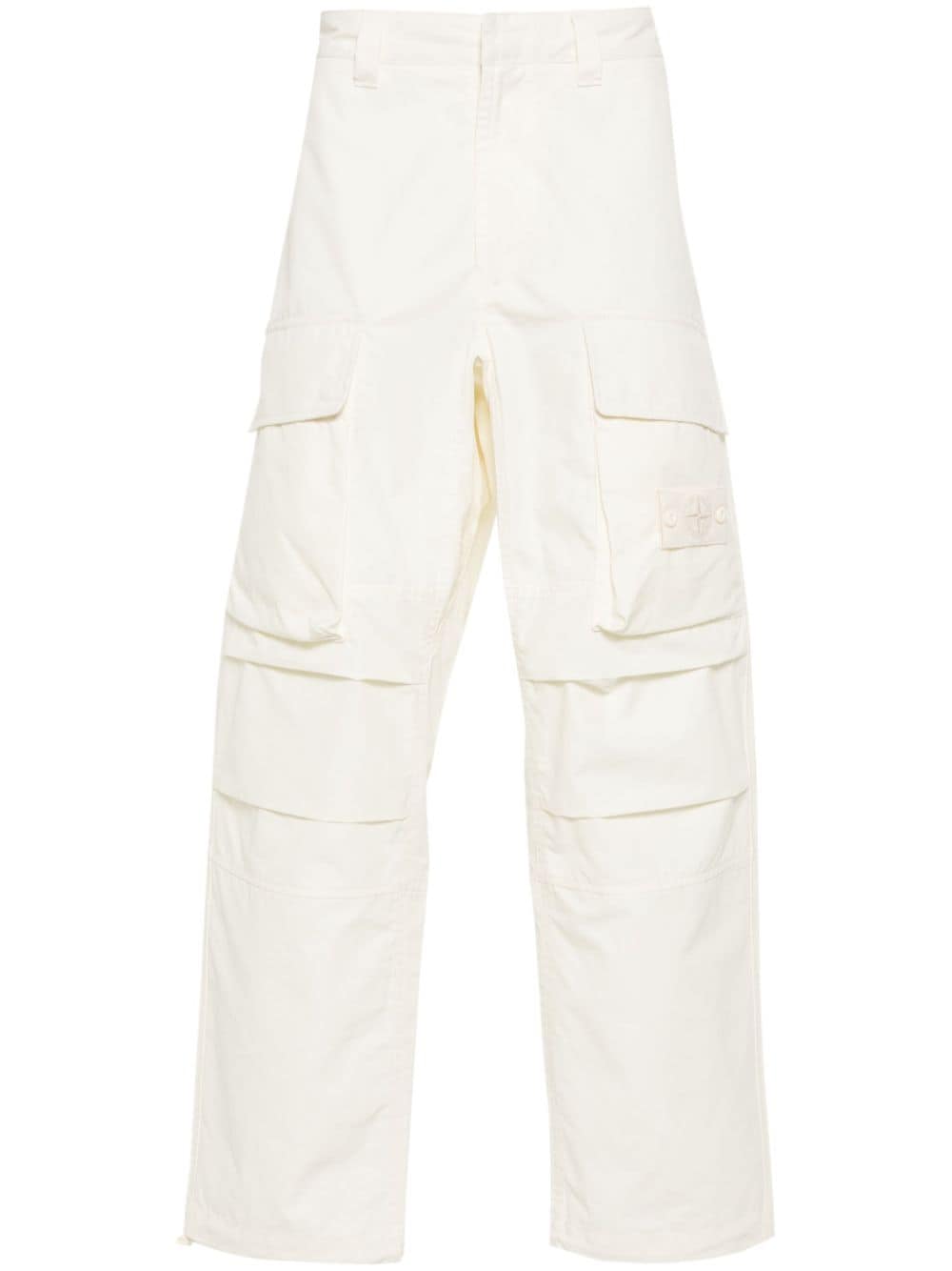 Stone Island Compass-badge Cotton Trousers In White