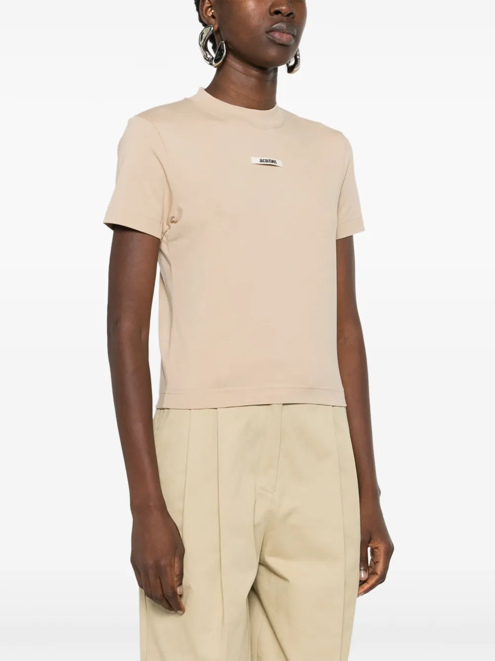Jacquemus Le Gros Grain Cropped T-shirt In Neutral