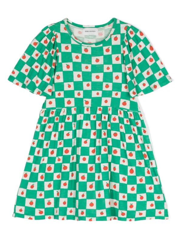 Bobo Choses apple-print Mini Dress Green FARFETCH JO