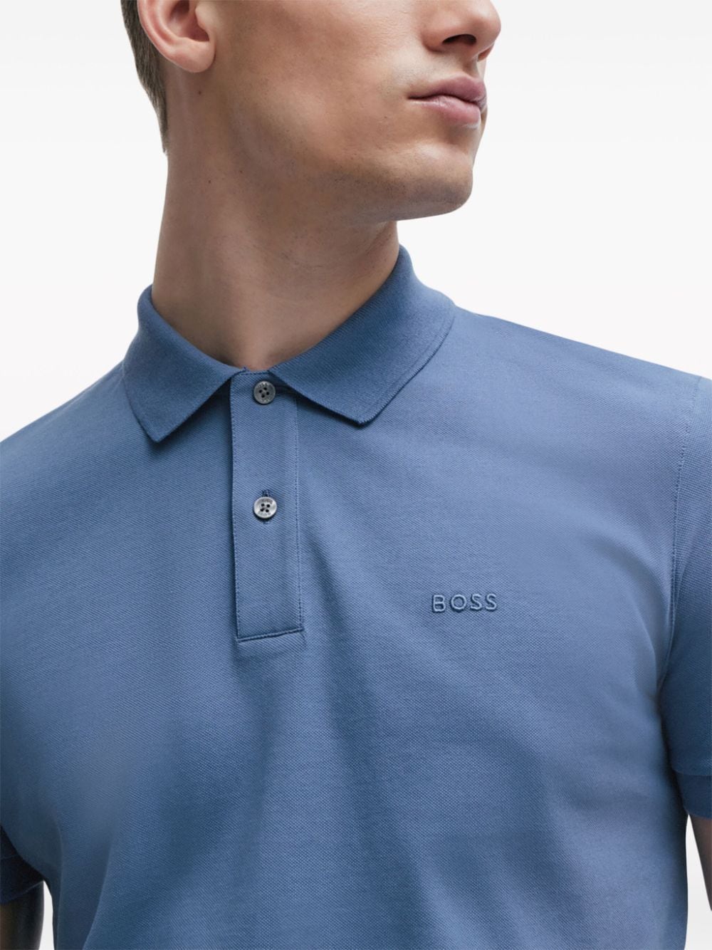 Shop Hugo Boss Logo-appliqué Polo Shirt In Blue