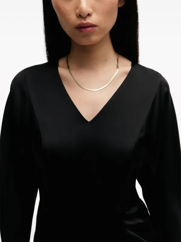 BOSS Vネック サテンドレス | ブラック | FARFETCH JP