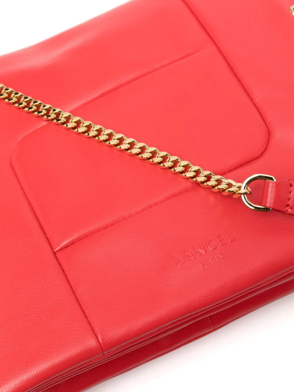 Shop Lancel Logo-embossed Leather Shoulder Bag In Red