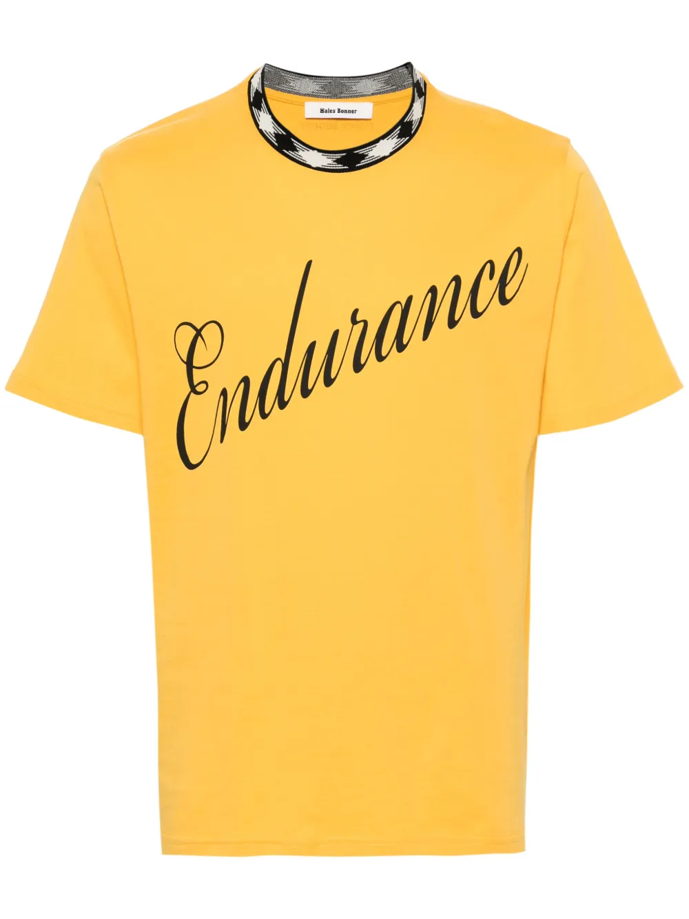 Wales Bonner Jersey Crew-neck T-shirt With Front Contrast Print In Yellow
