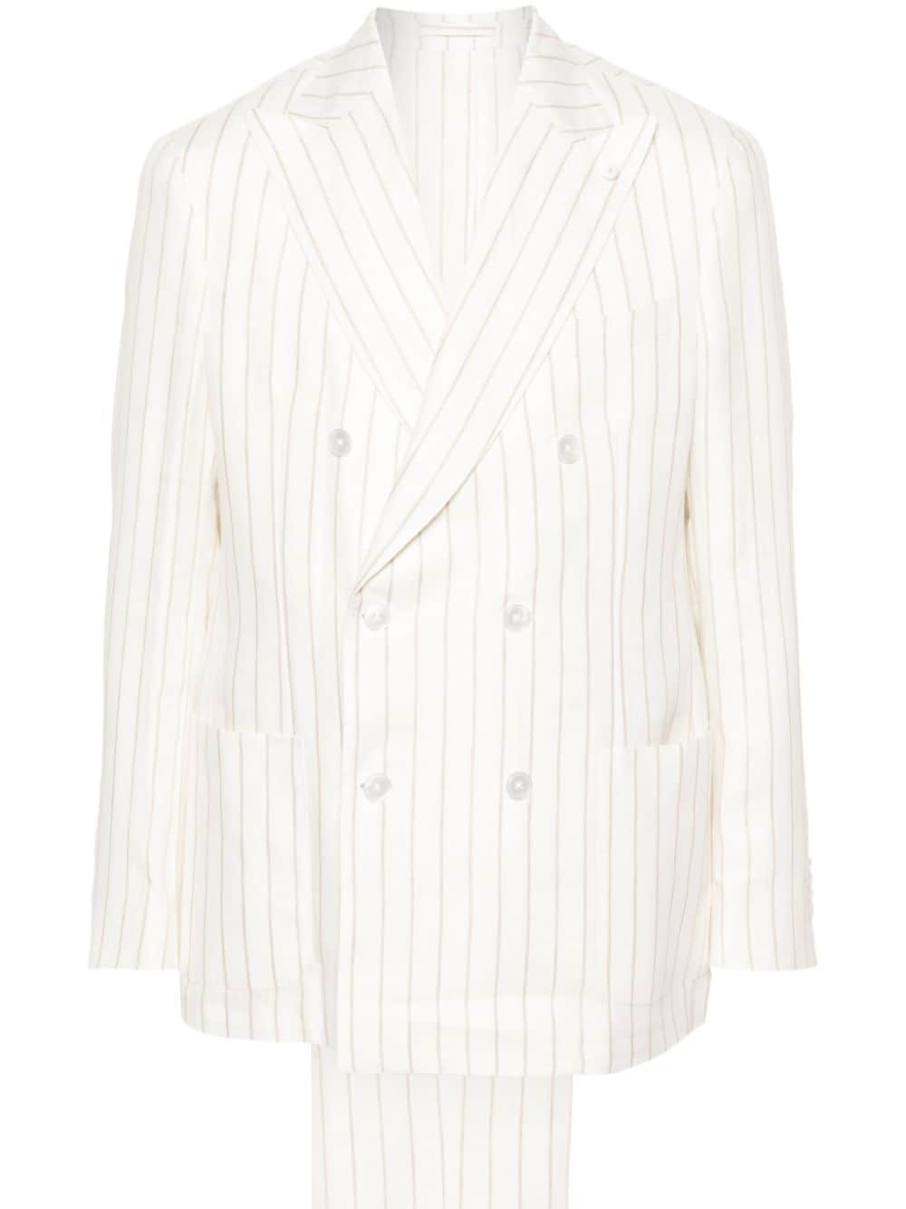 Luigi Bianchi Mantova Striped Linen Suit In White