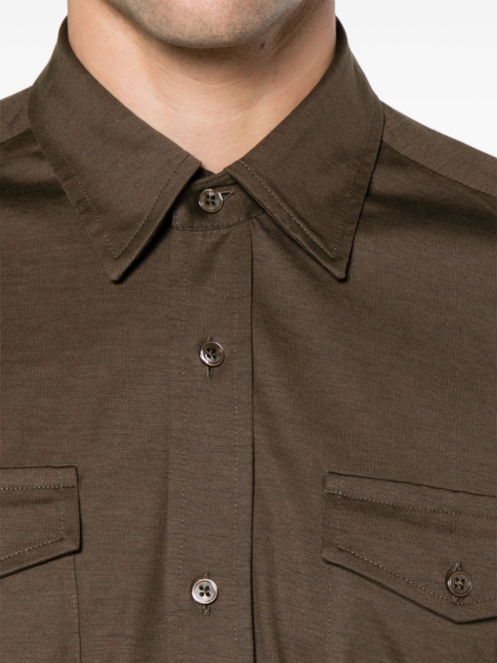 Shop Tom Ford Mélange Button-up Shirt In Brown