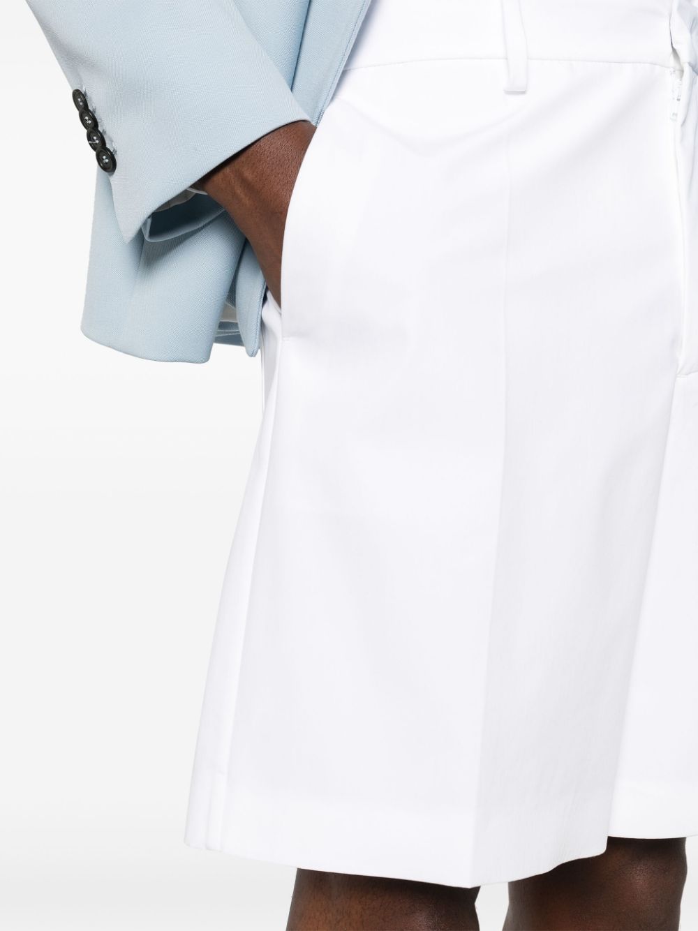 Shop Valentino Cotton Pressed-crease Shorts In White