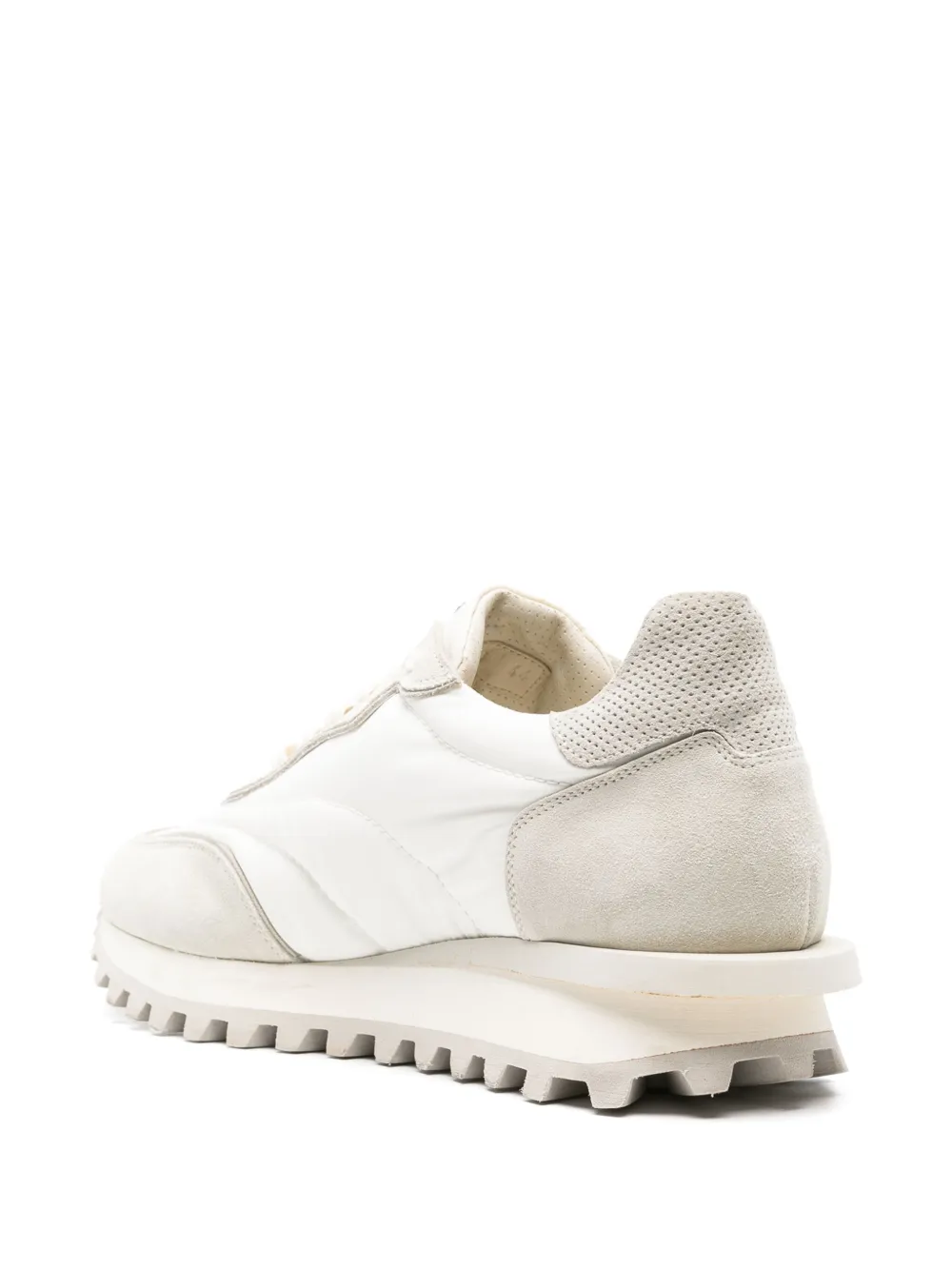 Shop Eleventy Quilted Panelled Sneakers In White