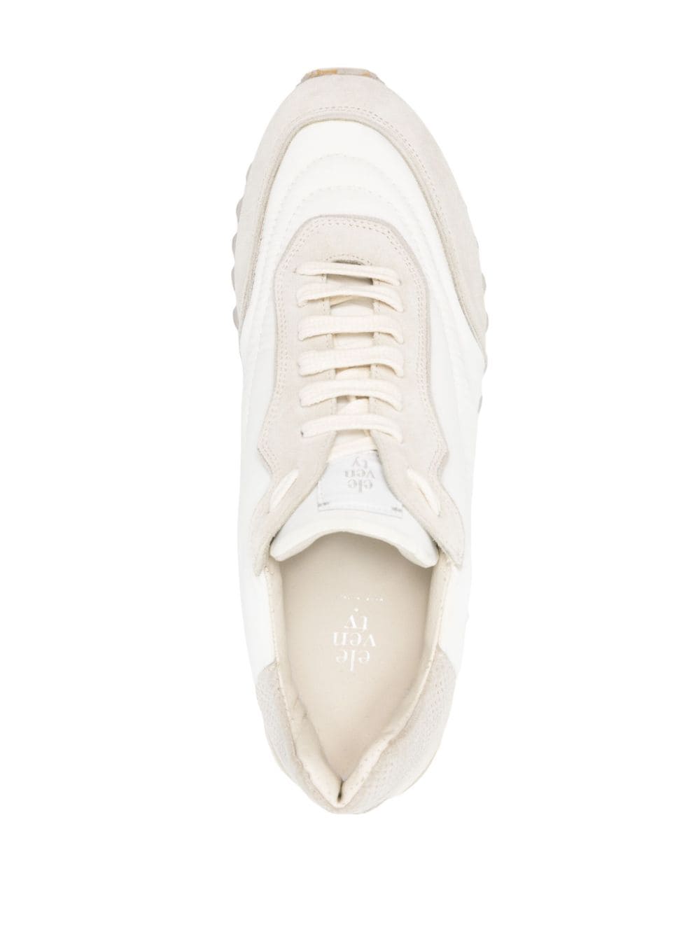 Shop Eleventy Quilted Panelled Sneakers In White