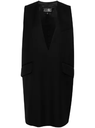 ◆MM6 Maison Margiela◆ クルーネック コットン ドレスブラック MM6 Maison Margiela｜コットンフロントギャザーロングワンピース