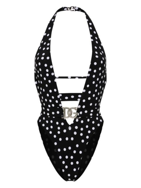 Dolce & Gabbana polka dot belted swimsuit