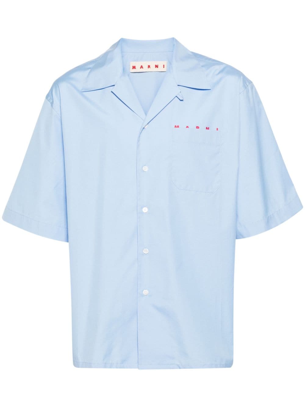 Marni Logo-print Poplin Shirt In Blue