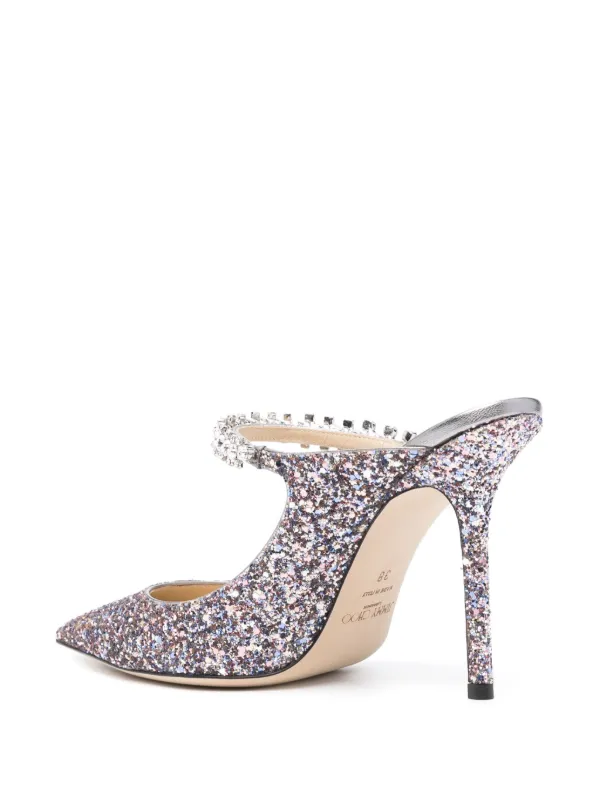 【Jimmy Choo】グリッター生地のビングミュール Jimmy Choo Bing 100mm グリッター ミュール | ピンク | FARFETCH JP