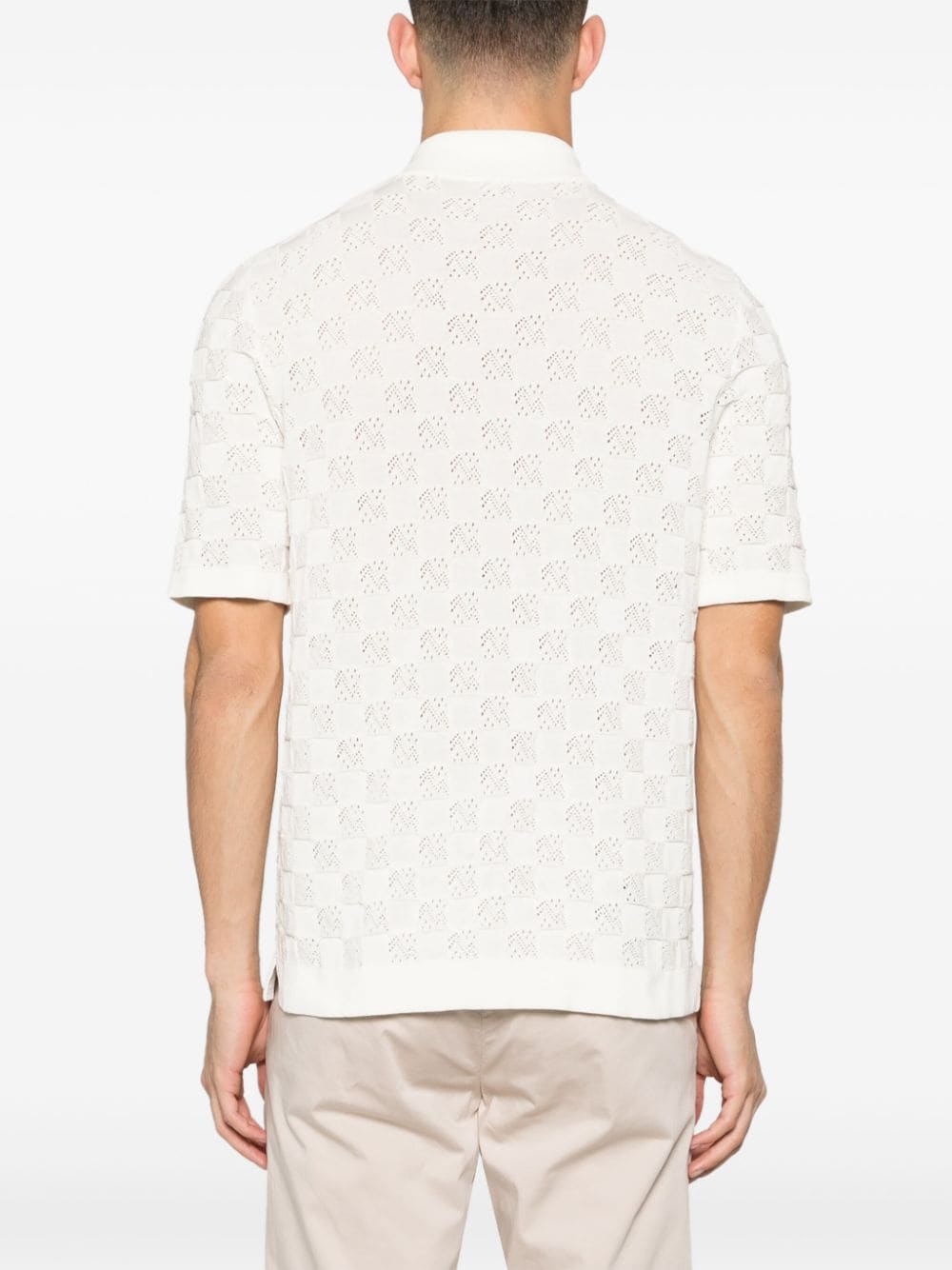 Shop Eleventy Chess-intarsia Knitted Shirt In White