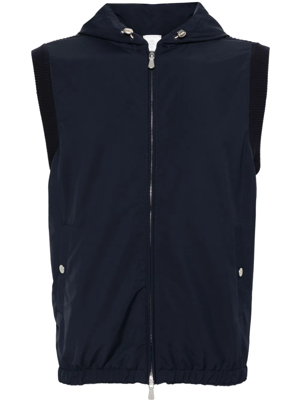 Eleventy Gilet met capuchon en vlakken Blauw