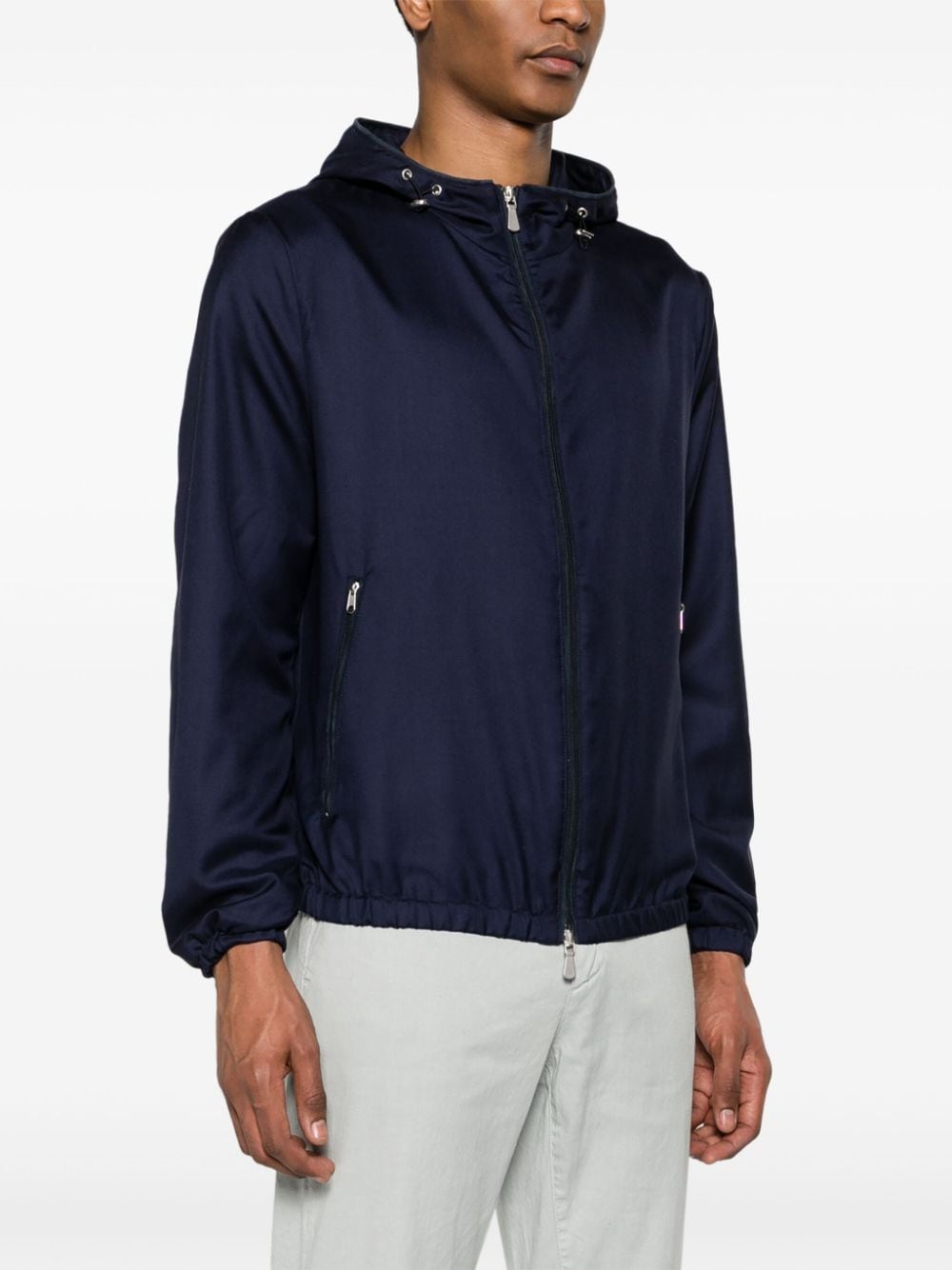 Shop Eleventy Zip-up Hooded Jacket In Blue