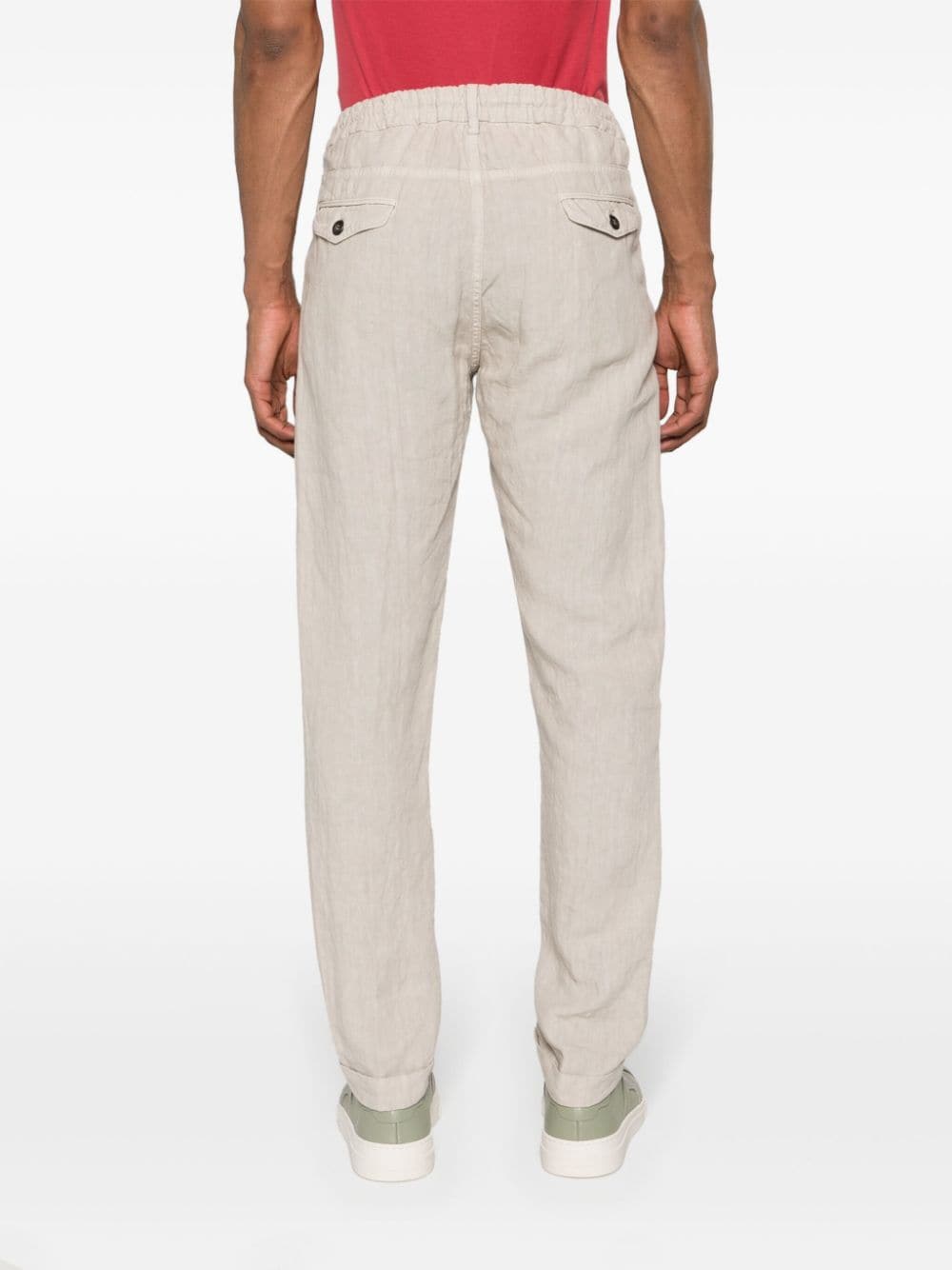 Shop Eleventy Elasticated-waist Linen Trousers In Neutrals