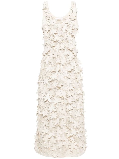 Chloé floral-appliqués open-knit dress