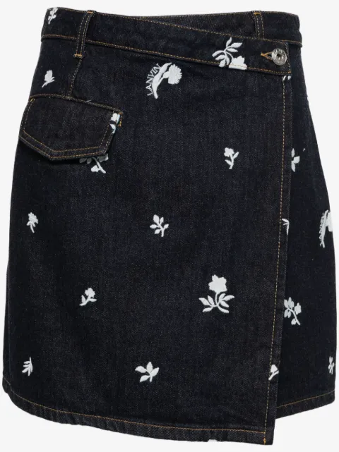 Lanvin jupe en jean à fleurs brodées
