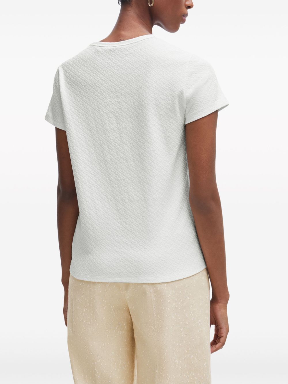 Shop Hugo Boss Logo-embossed Cotton-blend T-shirt In White