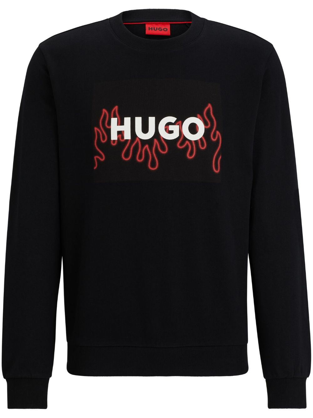 HUGO Katoenen sweater met logoprint Zwart