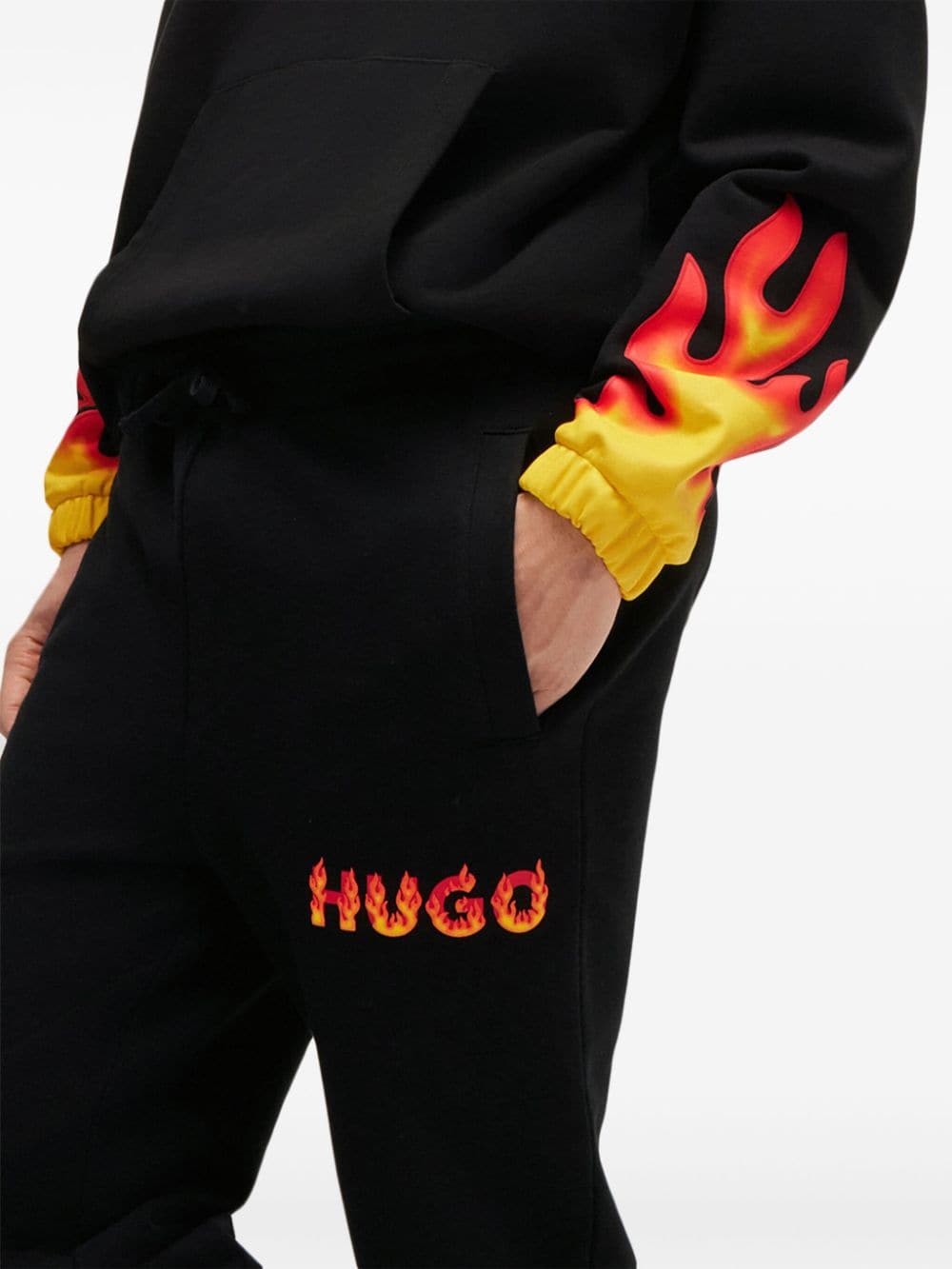 Shop Hugo Mid-rise Straight-leg Track Pants In Black