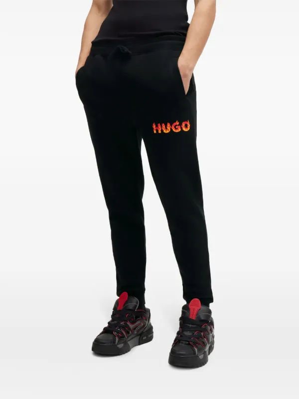 HUGO Halbhohe Straight-Leg-Jogginghose Schwarz FARFETCH DE
