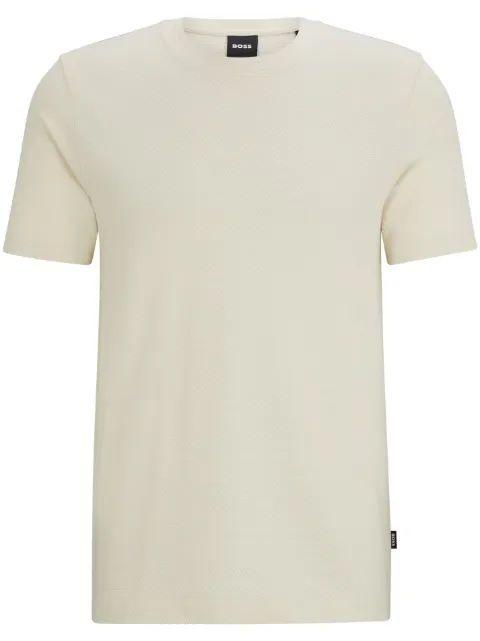 BOSS logo-tag bubble-jacquard cotton T-shirt