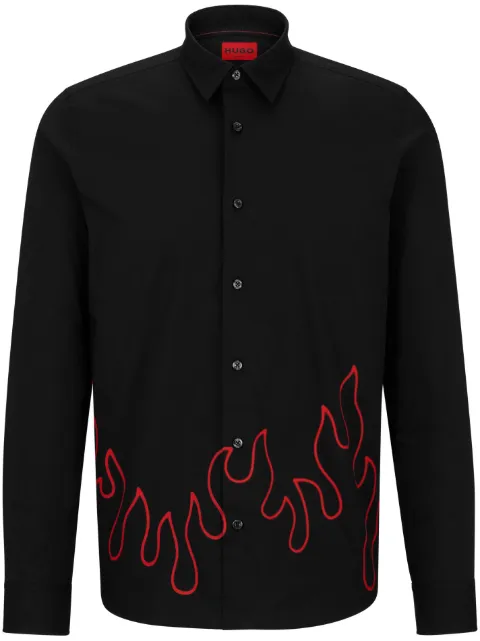 HUGO Camisa com bordado de chama
