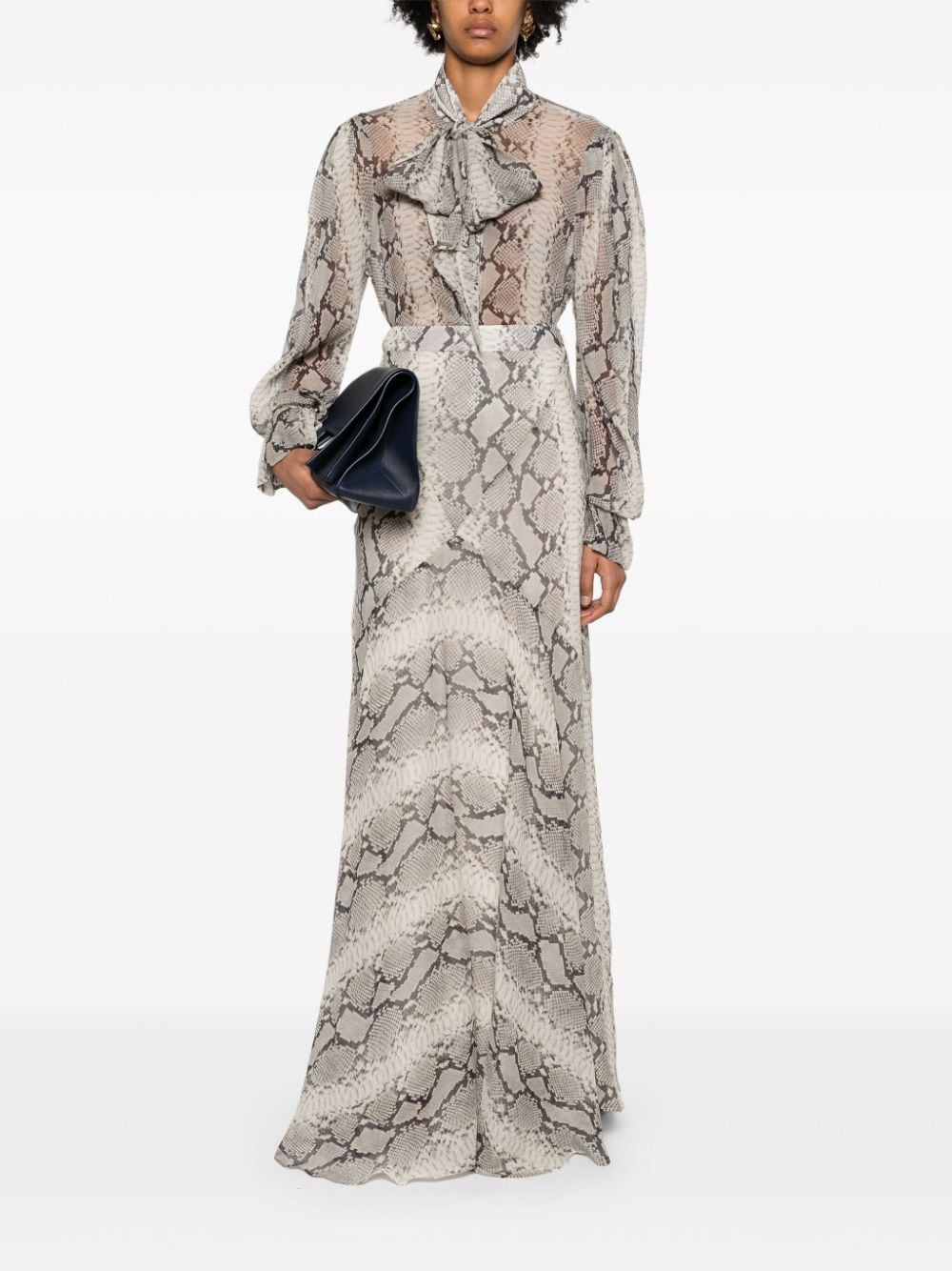 Nina Ricci scarf-detail silk blouse - Beige