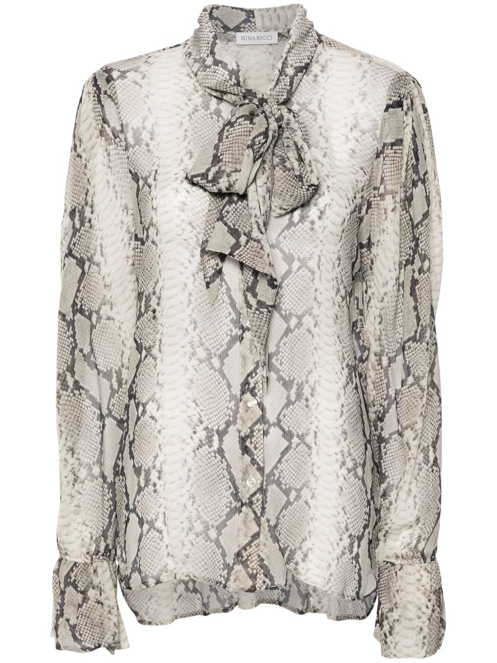 Shop Nina Ricci Scarf-detail Silk Blouse In Neutrals