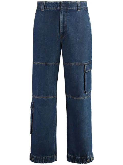 Gucci logo-patch cotton wide-leg jeans