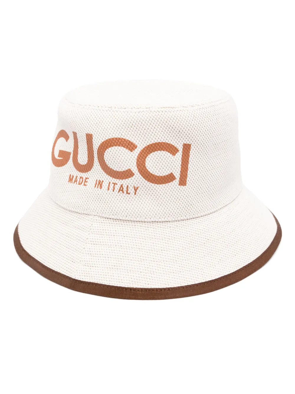 Gucci طاقية باكيت قطن بطبعة شعار الماركة | أبيض | Image 1