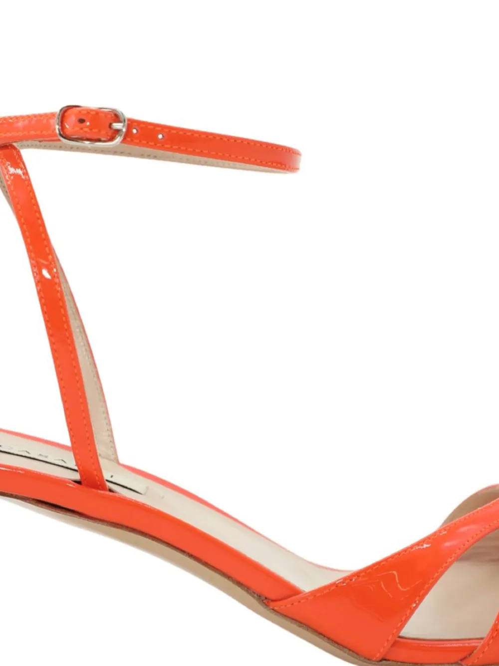 Shop Casadei Geraldine Patent-leather Sandals In Orange