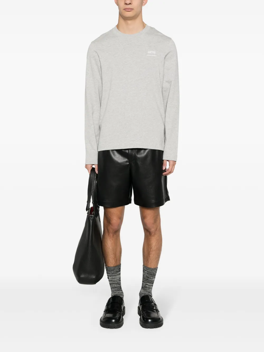 AMI Paris logo-print cotton T-shirt - Grijs