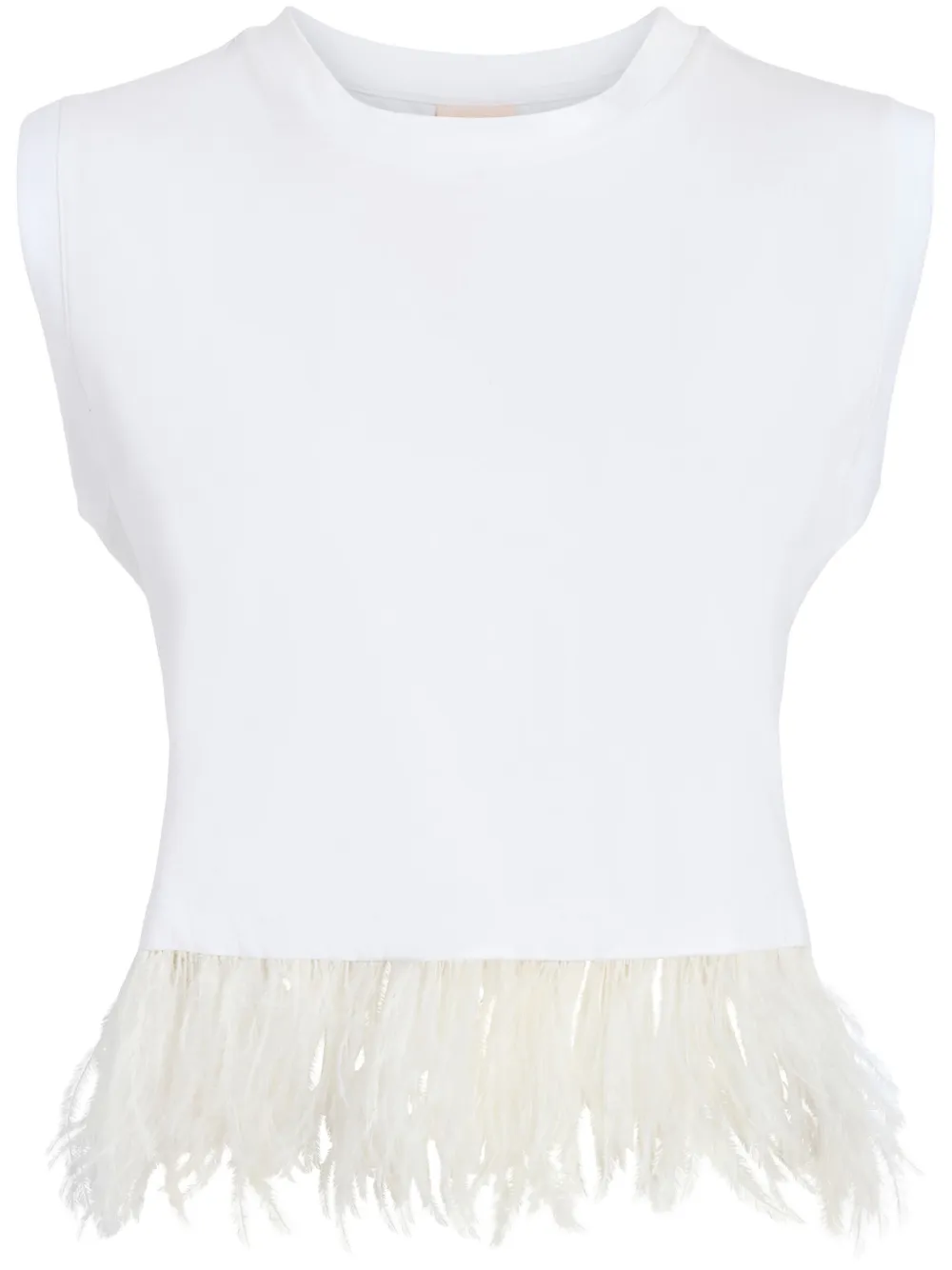 Shop Cinq À Sept Feather-trim Tank Top In White