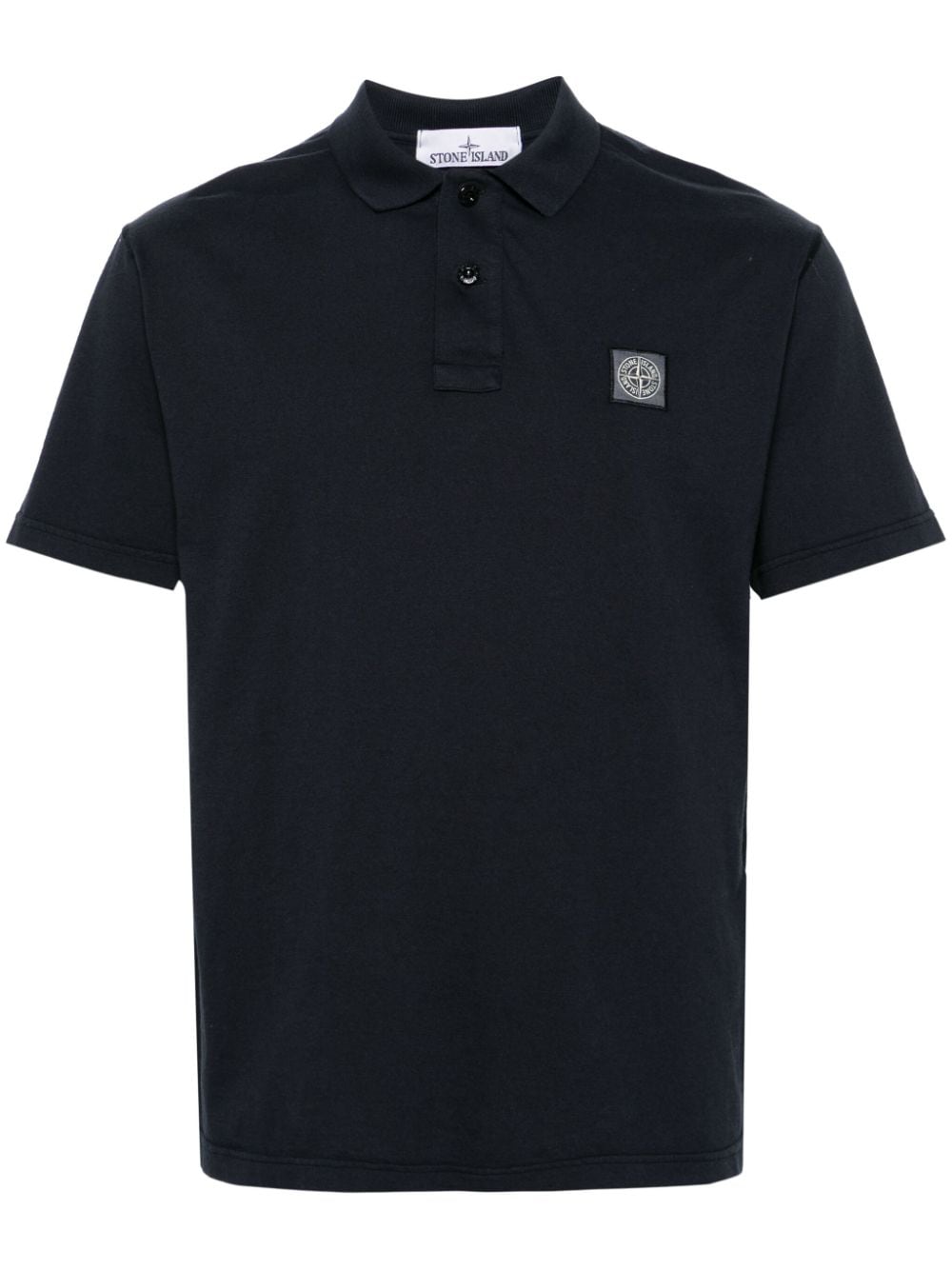 Shop Stone Island Compass-patch Cotton Polo Shirt In Blue