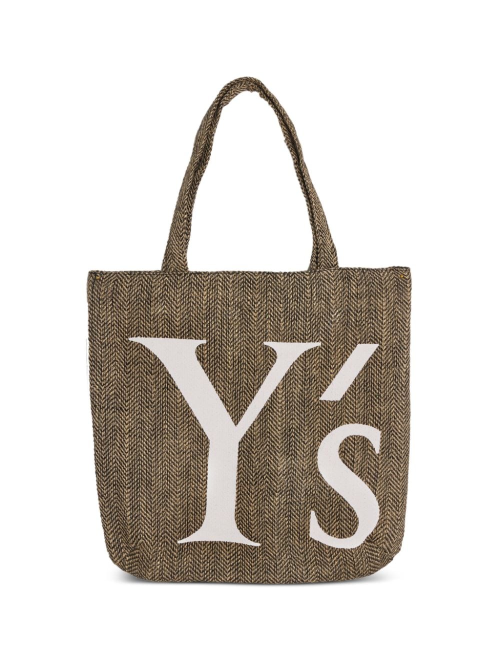 Y's Logo-print Jute Tote Bag In Black