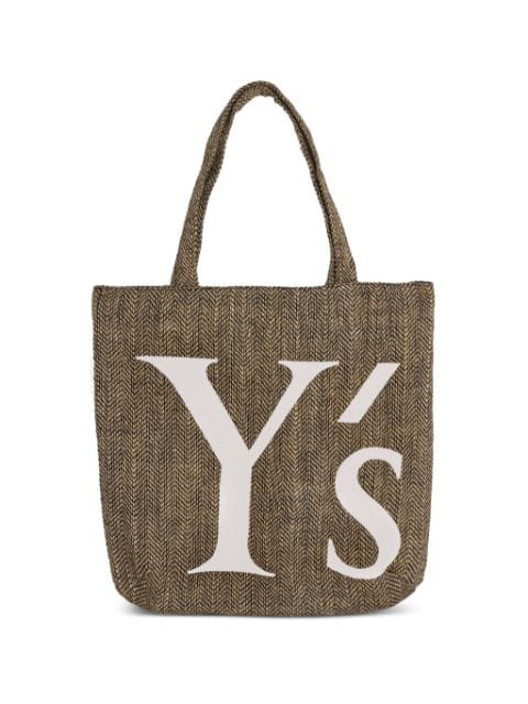 Y's logo-print jute tote bag